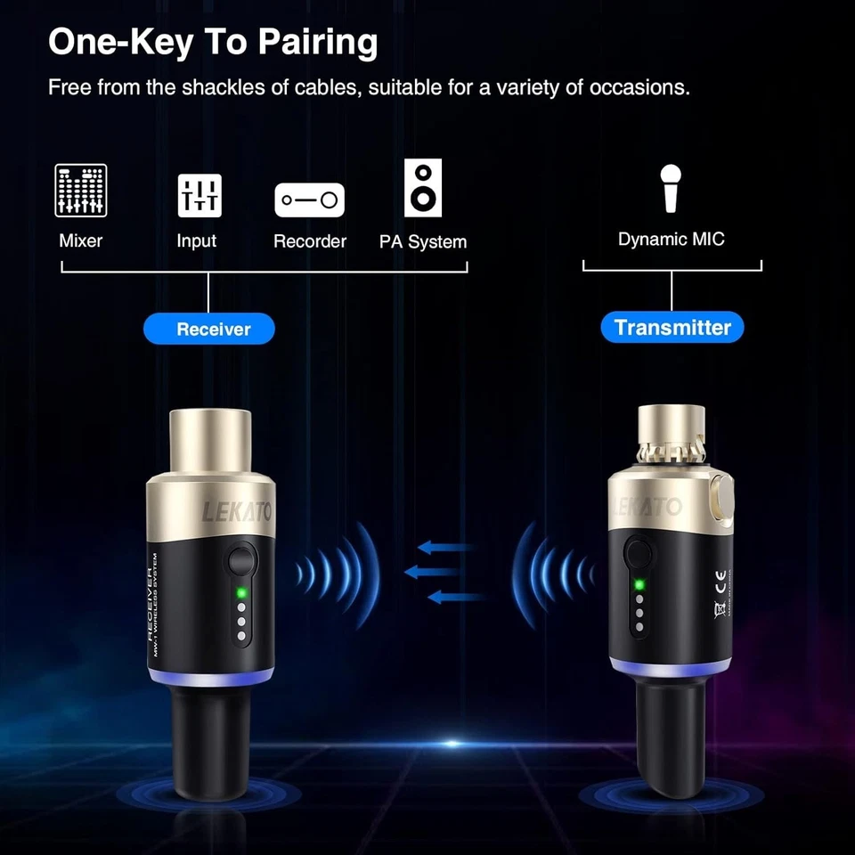 Wireless Mikrofon System 5,8 GHz XLR Sender Empfänger für dynamisches Mic PA - Bild 4 von 4