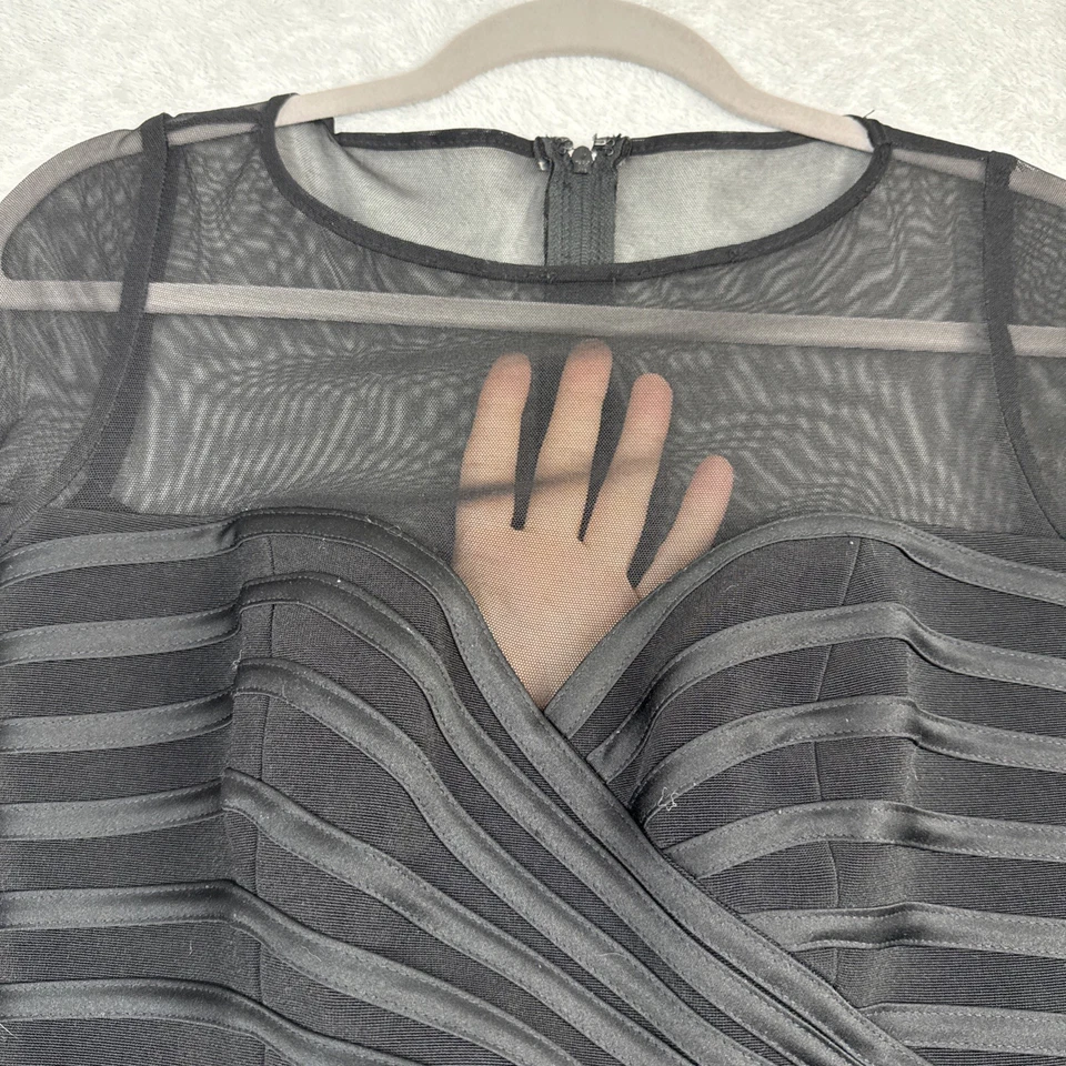 Vtg Y2K Bustier Top Womens 6 Black Sheer Mesh Party Grunge Whimsigoth Sexy Edgy - Image 3 of 4