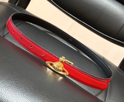 Vivienne Westwood Orb Buckle Belt in Red/Gold Adjustable Leather
