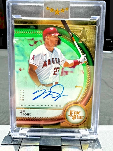 2025 Topps Five Star Mike Trout On-Card Blue Auto 09/15 Encased SP Angels