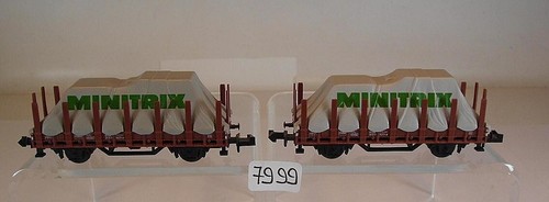 Minitrix Spur N 1/160 Güterwagen-Konvolut Rungenwagen mit Plane der DB #7999 | Zustand: Gebraucht