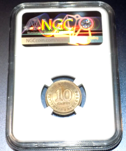 1953 MALAYA 10C TEN CENT NGC MS 63 MS63 British Malaysian UNC Graded Coin - Picture 2 of 4