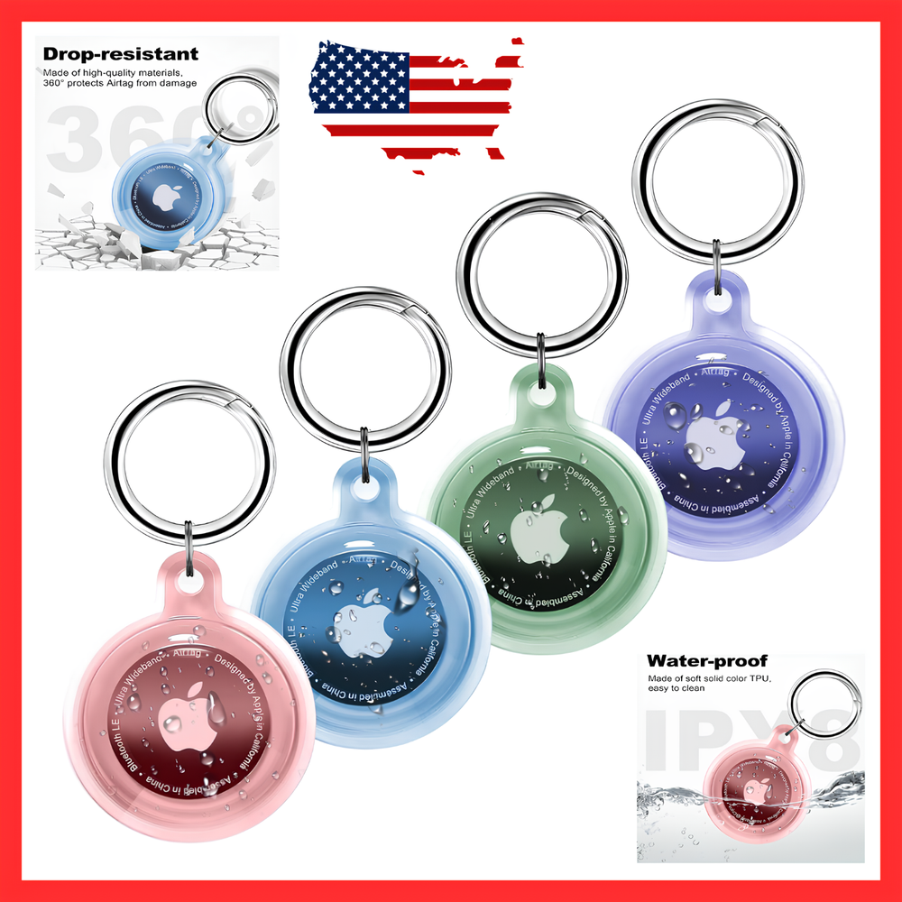 IPX8 Waterproof Airtag Holder, 4 Pack Apple Airtags with Keychain, Air Tag Case
