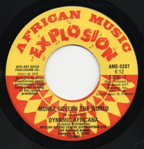 Dynamic Africana - Adara Fun Wa / Money Govern The World - AME 7" 1976 Afro Funk - Picture 2 of 2