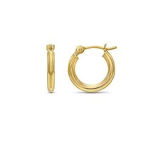 10K/14K Solid Gold Shiny Polished Baby Round Creole Hoop Earrings Small Sizes