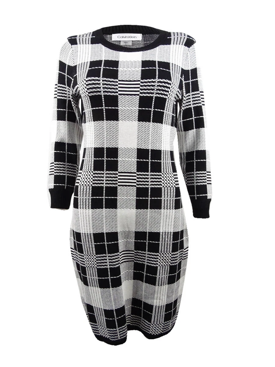 Calvin klein black and white plaid dress 2025