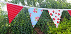 Fabric Strawberry Bunting, shabby chic vintage style perfect for summer handmade