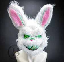 VIP Scary Rabbit Bunny Mascot Masquerade Mask Over the Head LED Lights Green