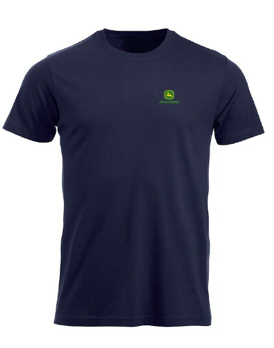 John Deere Original Hombre Camiseta 2021 Azul Marino Oscuro con Logo Delantero y Trasero