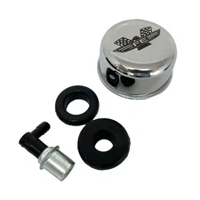 Ford FE American Eagle Valve Cover Chrome Breather, PCV Valve & Grommets - Ansen