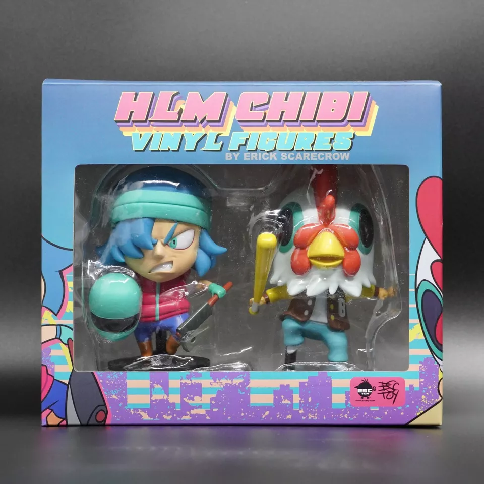 Hotline Miami Vigilante & Assassin Chibi Figure Set Vinyl HLM Statue Jacket - Image 3 of 4