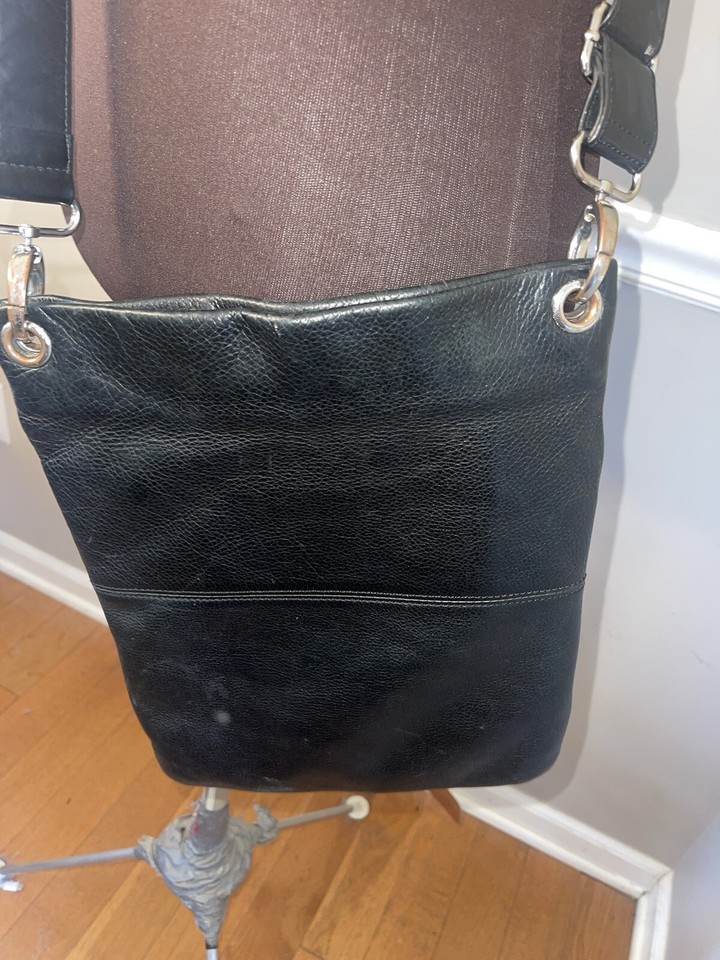 Margot Black Leather Crossbody Messenger Shoulder Bag Soft Slim Multi