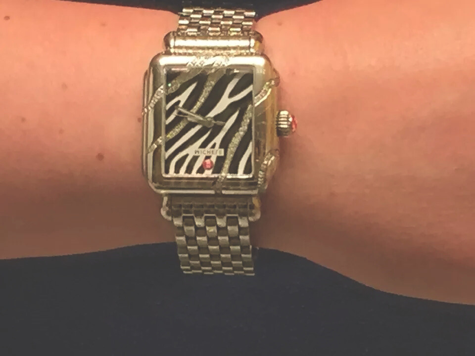 Michele Deco Zebra Ceramic Black and Silver  Chronograph Watch With Diamonds Michele Deco Safari Zebra Ceramic Diamond Ladies Watch  main image 3