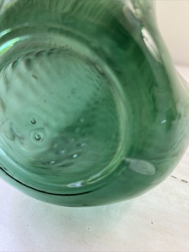 Florentine Original Empoli Optic Green Glass Triple Pinch Genie Bottle Italy - Picture 7 of 8