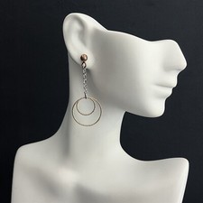 Modern Geometric Rose Gold Plated Chain Sterling Silver Dangle Drop Earrings