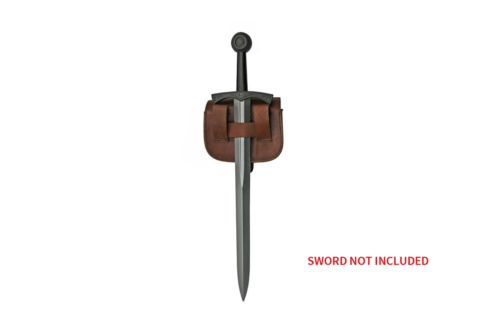 Medieval Belt Bag | Brown Real Leather Day Sporran Pouch with Knife Holster