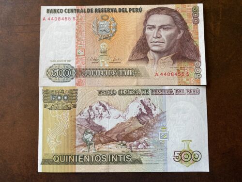 Billet de banque banknote money PEROU PERU 500 INTIS 1987 UNC NEW NEUF AMARU - Afbeelding 1 van 1