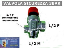 VALVOLA DI SICUREZZA 3 BAR CALDAIA CAMINO TERMOCAMINO STUFA PELLET X  MANOMETRO 