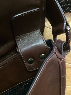 De Vecchi by Hamilton Hodge Brown Woven Saddle Shoulder Bag