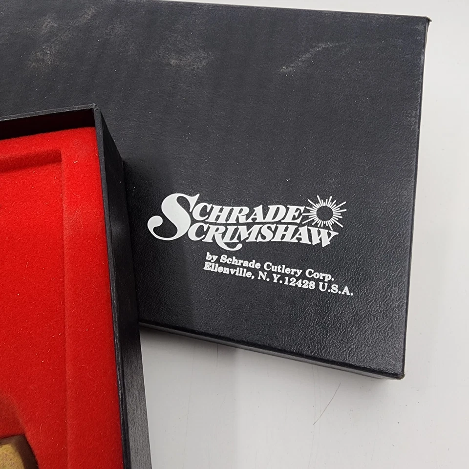 NAVAJA DE BOLSILLO PLEGABLE VINTAGE SCHRADE SC507 SCRIMSHAW TIGERS HECHA EN EE. UU. Foto 4 de 4