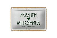 Blechschild Spruch 18X12 Cm Herzlich Willkommen WäRe üBertrieben Schild