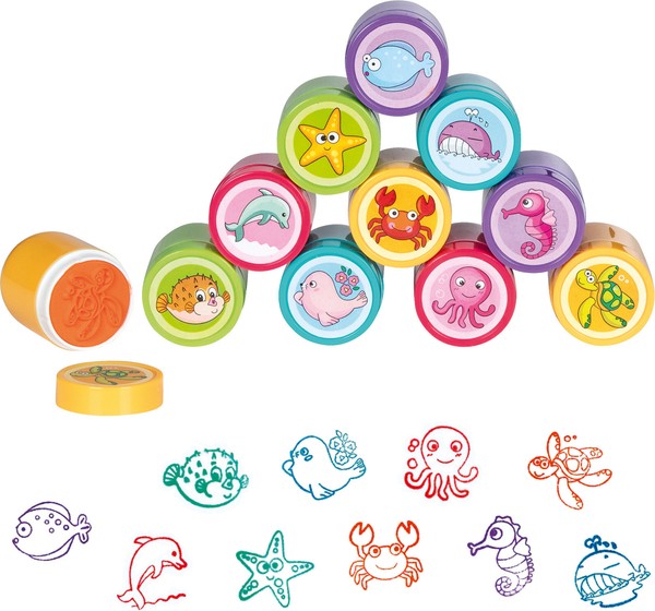 Stempelset Meerestiere 10 Selbststempler Fische SchildkröTe Oktopus Krabbe Robbe-image