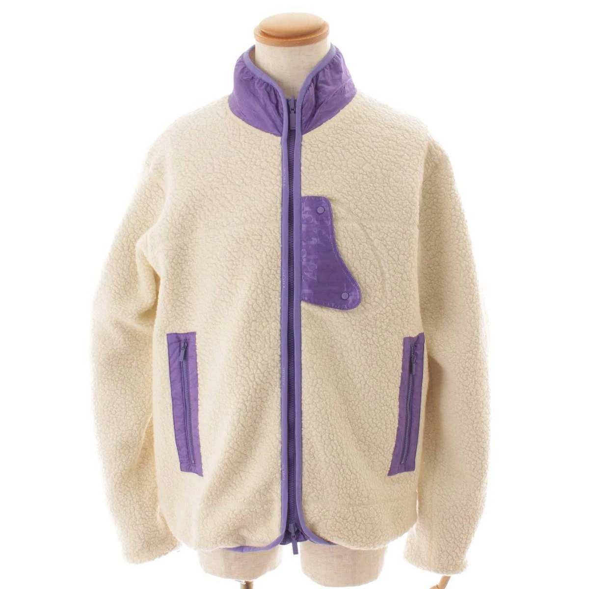 Auth DIOR Men's 21SS Oblique Reversible Fleece Jacket White x Purple  L(161064