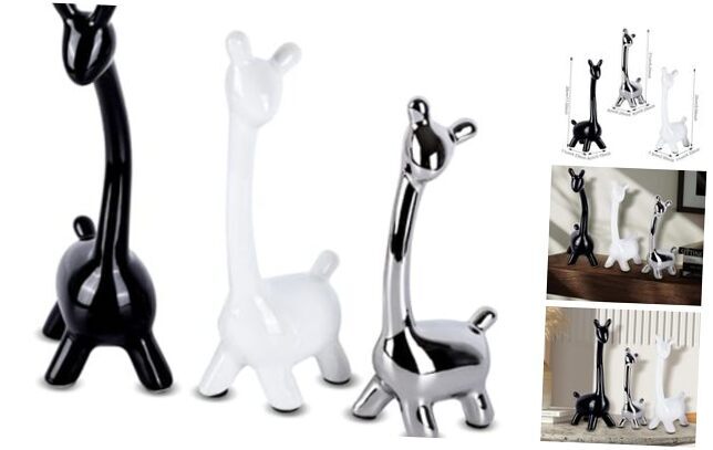 Ceramic Giraffe Statue Set of 3, Giraffe Decorative Sculpture Home Decor,