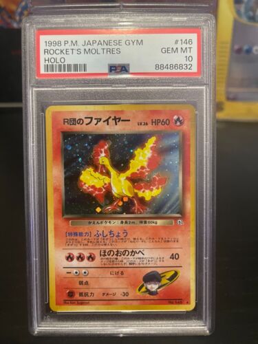 Rocket's Moltres Gym Heroes Japanese PSA 10 Pokemon Holo Rare - Picture 1 of 2