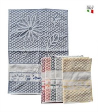 STROFINACCI CUCINA CON TELA AIDA PER RICAMO CM 50X70 100% COTONE PACCO 6 PEZZI 
