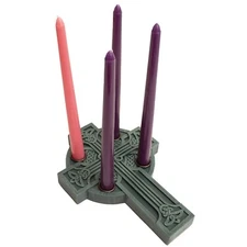 Abbey Gift Celtic Cross Advent Candleholder with Candles, Grey