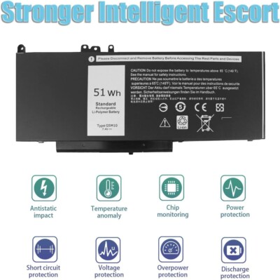 G5M10 Battery for Dell Latitude E5450 E5550 E5250 Notebook 15.6'' 8V5GX 51wh 7.4V