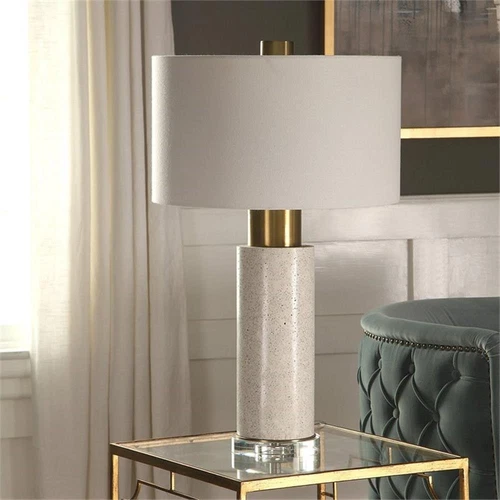 Uttermost Vaeshon Concrete Crystal and Iron Table Lamp in Bleach Wash and White - Picture 5 of 7
