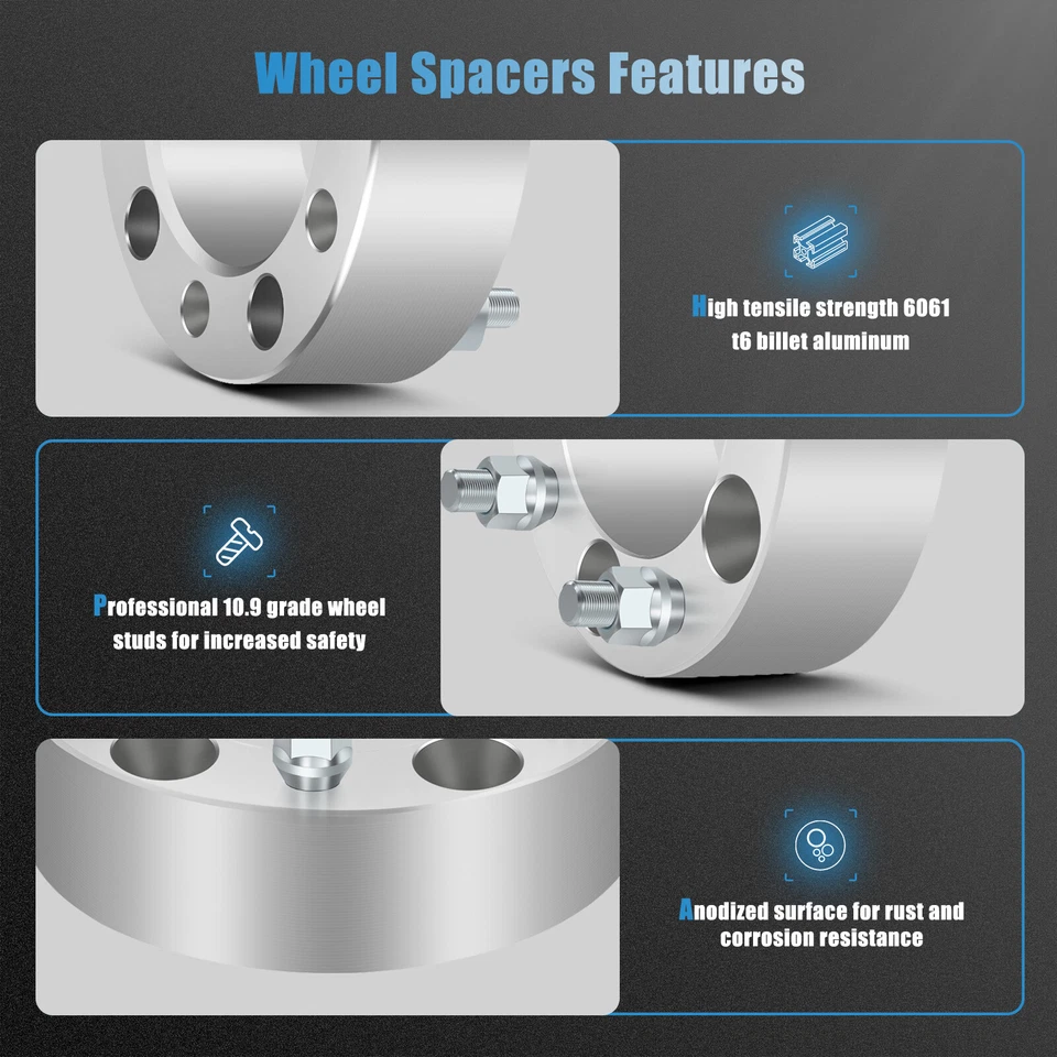 (4) 5x5.5 Wheel Spacers 2" inch M12x1.25 For Chevy Tracker Suzuki Grand Vitara - Image 3 of 4