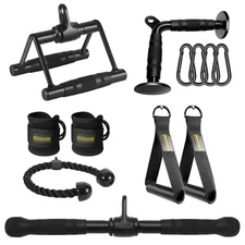 Cable Machine Attachments Combo, Heavy Duty Solid Steel LAT Pulldown Attachme...