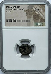 LYDIA, SARDES AE15 2ND-1ST CENTURIES BC - NGC CH F - FREE SHIPPING!