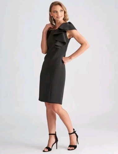 ❤ NEW - Liz Jordan Luxe - Size 18 After Dark Ruffle Scuba Dress - RRP $199.99 ❤