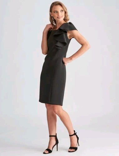 ❤ NEW - Liz Jordan Luxe - Size 14 After Dark Ruffle Scuba Dress - RRP $199.99 ❤ - Picture 1 of 10