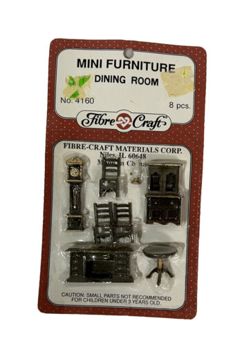 Vintage Fibre Craft Dining Room Miniature FURNITURE 8 Piece DOLLHOUSE Set 4160 - Picture 1 of 3