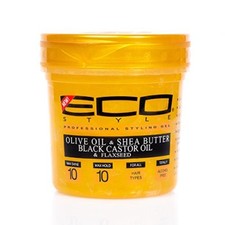 ECO STYLE GOLD OLIVE OIL  SHEA BUTTER  BLACK CASTOR OIL  FLAXSEED GEL 16OZ