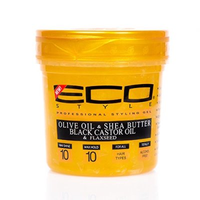 ECO STYLE GOLD OLIVE OIL & SHEA BUTTER & BLACK CASTOR OIL & FLAXSEED GEL 16OZ