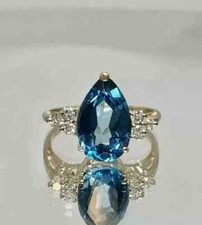 2Ct Lab-Created London Blue Topaz Solitaire Wedding Ring 14K Yellow Gold Plated