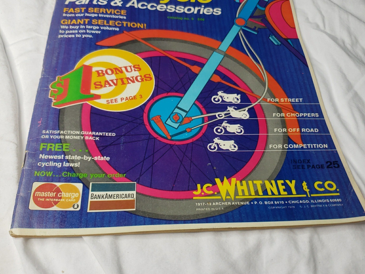 2 Vintage JC Whitney Motorcycle Parts Magazine 1974
