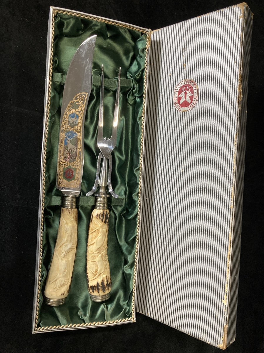 Vintage Rostfrei Solingen Seit 1906 Carving Set Knife Fork w/ Box