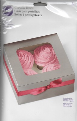 Wilton 4 Cavity Metallic Silver Muffin Window Boxes Bakery Cupcake Set 3 Box New Ebay