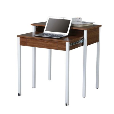 Modern Design Space Saving Retractable Student Desk Walnut