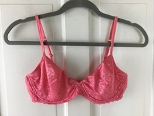 Vassarette Silky Lace Pink Bra 36C Unlined Underwire Hook Back VTG 75-121 Rare