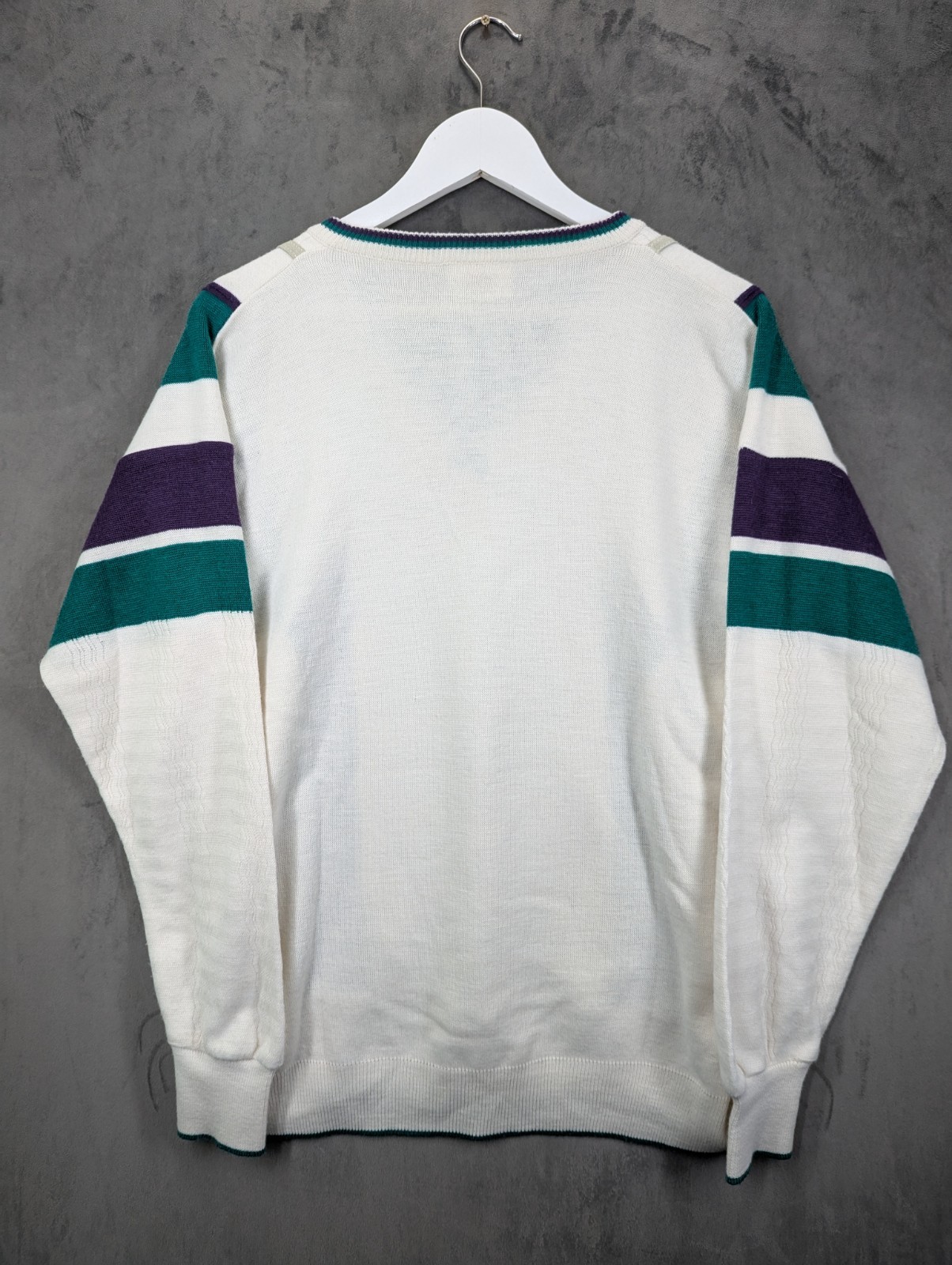 Vintage Gabicci V-Neck Jumper Wool Colourblock Knit 80s 90s Mod Casual Medium image 4