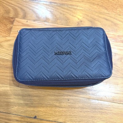 Missoni Delta Airlines Navy Blue Zigzag Embossed Travel Cosmetic Amenity Bag