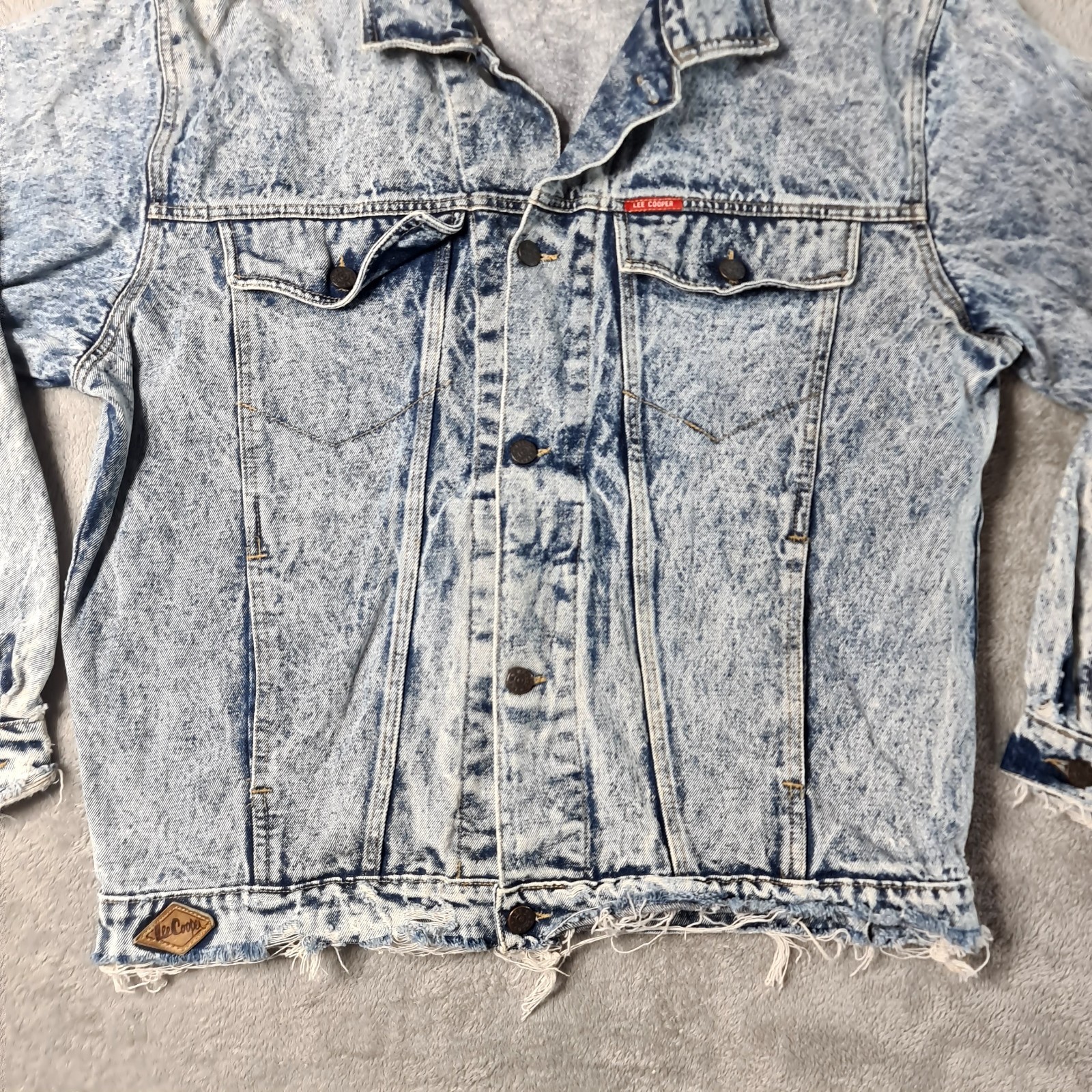 Lee Cooper Size 42 Mens Acid Wash Button Up Collared Denim Jacket - Vintage 80's image 4